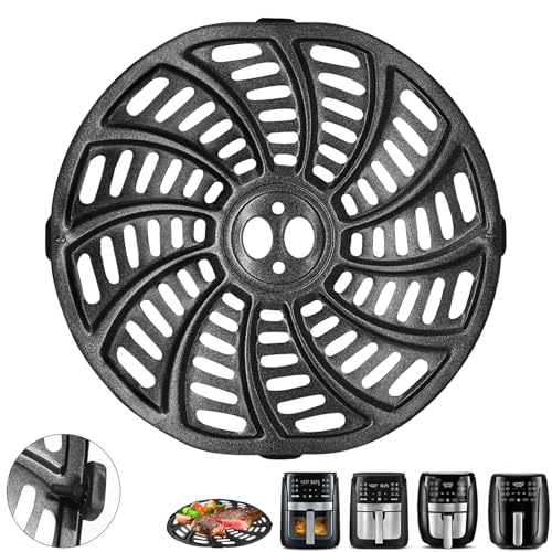 Image of Air Fryer Replacement Parts for Gourmia GAF686 GAF698 Air Fryer, Oval Nonstick 9.3''x8.9'' Food Grade Air Fryer Accessories Grill Pan Grill Plate Crisper Plate Basket Tray Rack with Rubber Bumpers