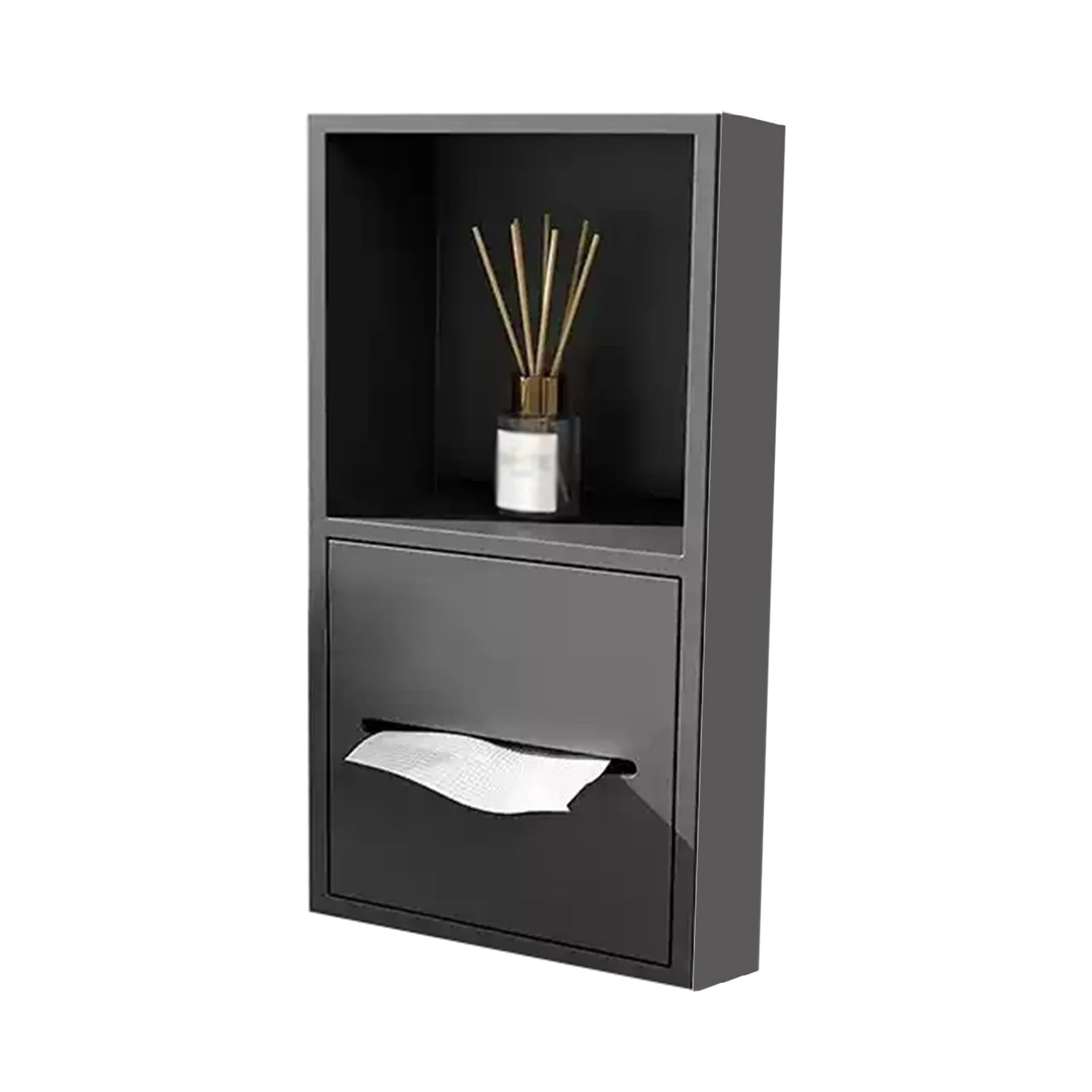 Uchwyt na papier toaletowy ze stali nierdzewnej, wielokolorowy organizer pod prysznic, wbudowana konstrukcja, wszechstronne rozmiary (szary, 400 x 200 x 125 mm) – idealny do łazienki