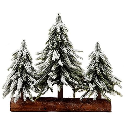 VGIA 3 Small Christmas Tree with Wood Stand Flocked Snow Christmas Decoration Tabletop Centerpiece Cover