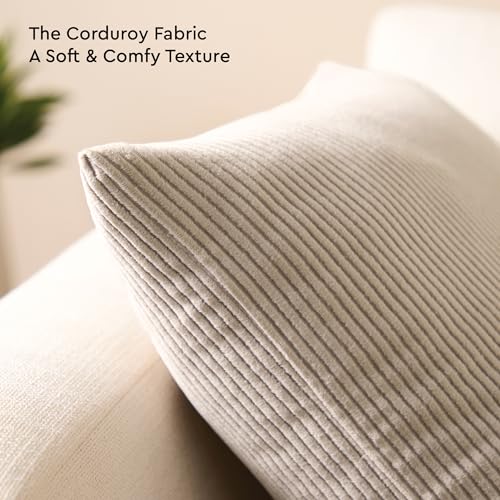 Image of Encasa XO Corduroy Cushion Covers, Boho Pillow Covers, No Inserts Grey