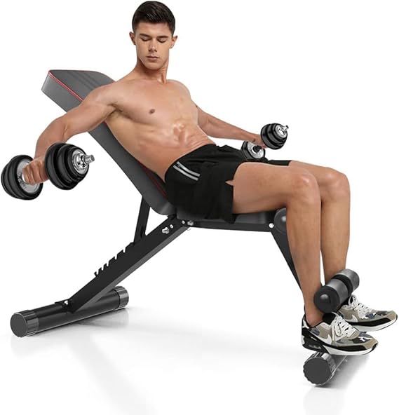 Delfy Adjustable Fitness Weight Bench, Foldable Flat/Incline/Decline