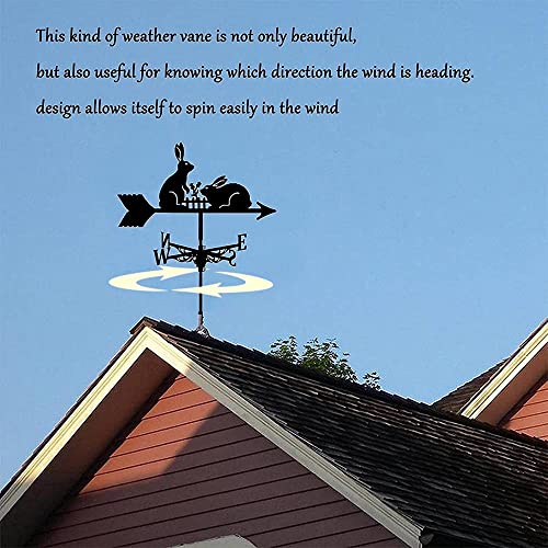 Amitva Weather Vane Hare, Weathervanes Metal Iron Retro Durable, Direction Indicator With Anti-Rust Coating, Garden Courtyard House Pavilion Fence Decoration,Rabbit #TOP5