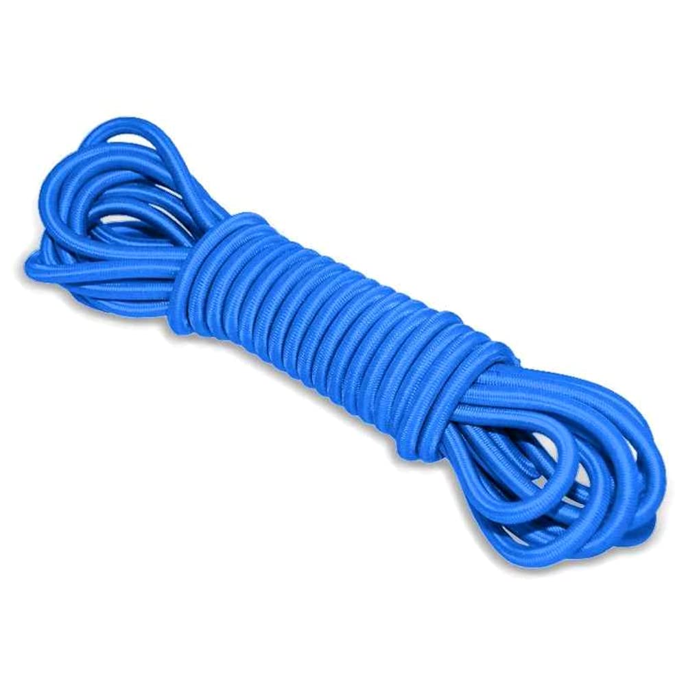 Blue Bungee Cord - 20 m / 65 ft of 5 mm Bungee Rope, Shock Cord, Bungee Strap, Elastic Rope, Tie Down - UV Resistant, Stretch at least 100%, Universal Use, Parallel Rubber Cores