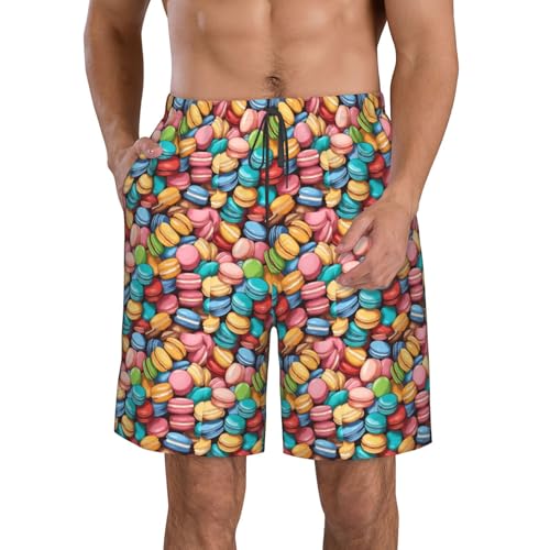 UVBDF Macaron Biscuit - Pantalones cortos casuales para hombre, para el hogar y la playa, de secado rápido, cintura elástica con bolsillos, blanco, XXL corto