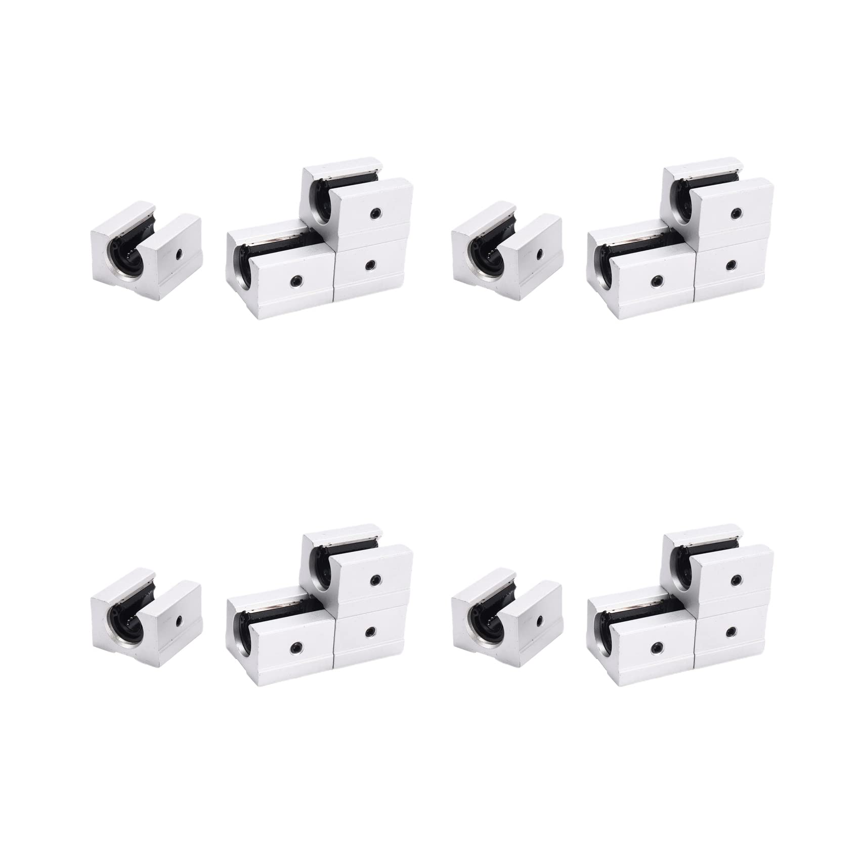 Jnchdghwa Silver 16 X Sbr12uu 12Mm Aluminum Linear Motion Router Bearing Block,