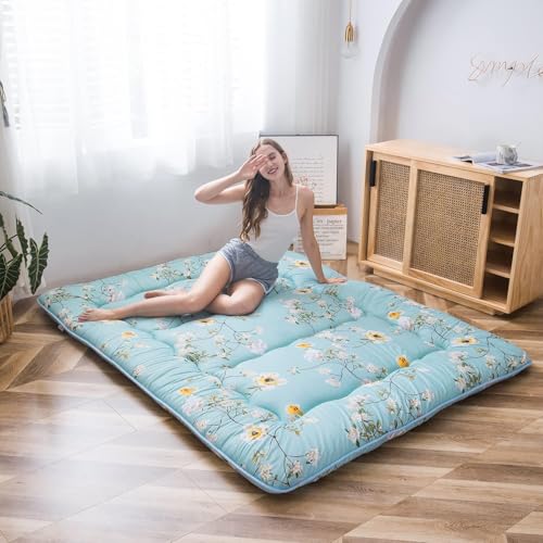 Image of MAXYOYO Rustic Floral Korean Floor Mattress Japanese Futon Mattress, Foldable Roll Up Camping Mattress Floor Lounger Couches and Sofas Mattress Topper, Full