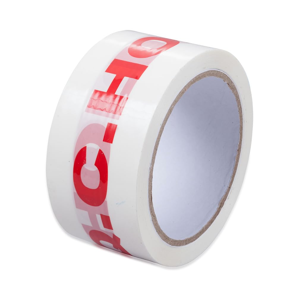Agritel QC Hold Printed Tape – 48mm x 66m – White with Red Safety Warning – Self-Adhesive Packaging Tape for Warehouses & Food Production – Pack of 6 Rolls