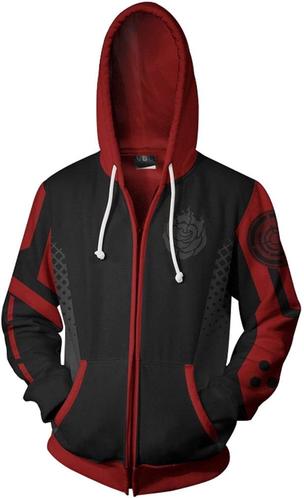 Anime RWBY Cosplay Costume Hoodie Rose Zipper Sweatshirt