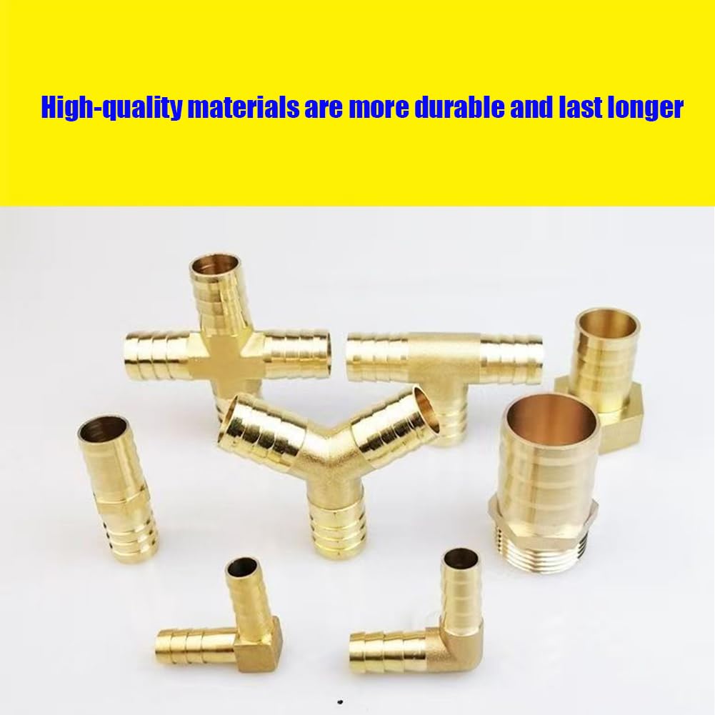 Racores de empalme con espiga de latón, Empalmes de púas for manguera latón for kit reparación aire y combustible gas, 6-19 mm, paquete 5 o 10(Four Interfaces 19mm,10pcs)