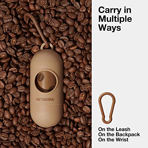 VETRESKA-Dog-Poop-Bag-Dispenser-with-Coffee-Scented-Waste-Bags-Leak-Proof-Extra-Thick-and-Large-Pet-Poop-Bags-1-Count-Bag-Holder-and-105-Count-Bags-7-Refill-Rolls-for-Dogs-and-Cats