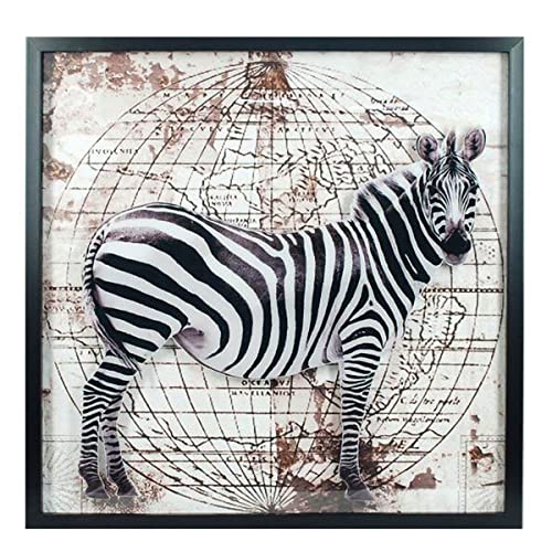 Grand cadre zèbre 60 cm, tableau de décoration murale noir et blanc moderne