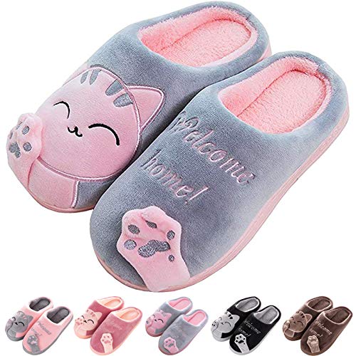 BAOLESEM Hausschuhe Damen Herren Winter Warme Plüsch Pantoffeln Memory Foam Rutschfest Slippers für Indoor & Outdoor,Grau,38/39 Cover