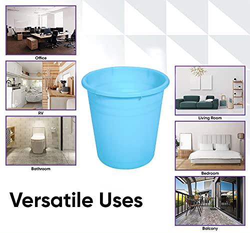 Image of Kuber Industries Plastic Dustbin|Portable Garbage Basket & Round Open-Top Trash Can for Home,Kitchen,Office,College,10 Ltr.(Sky Blue)