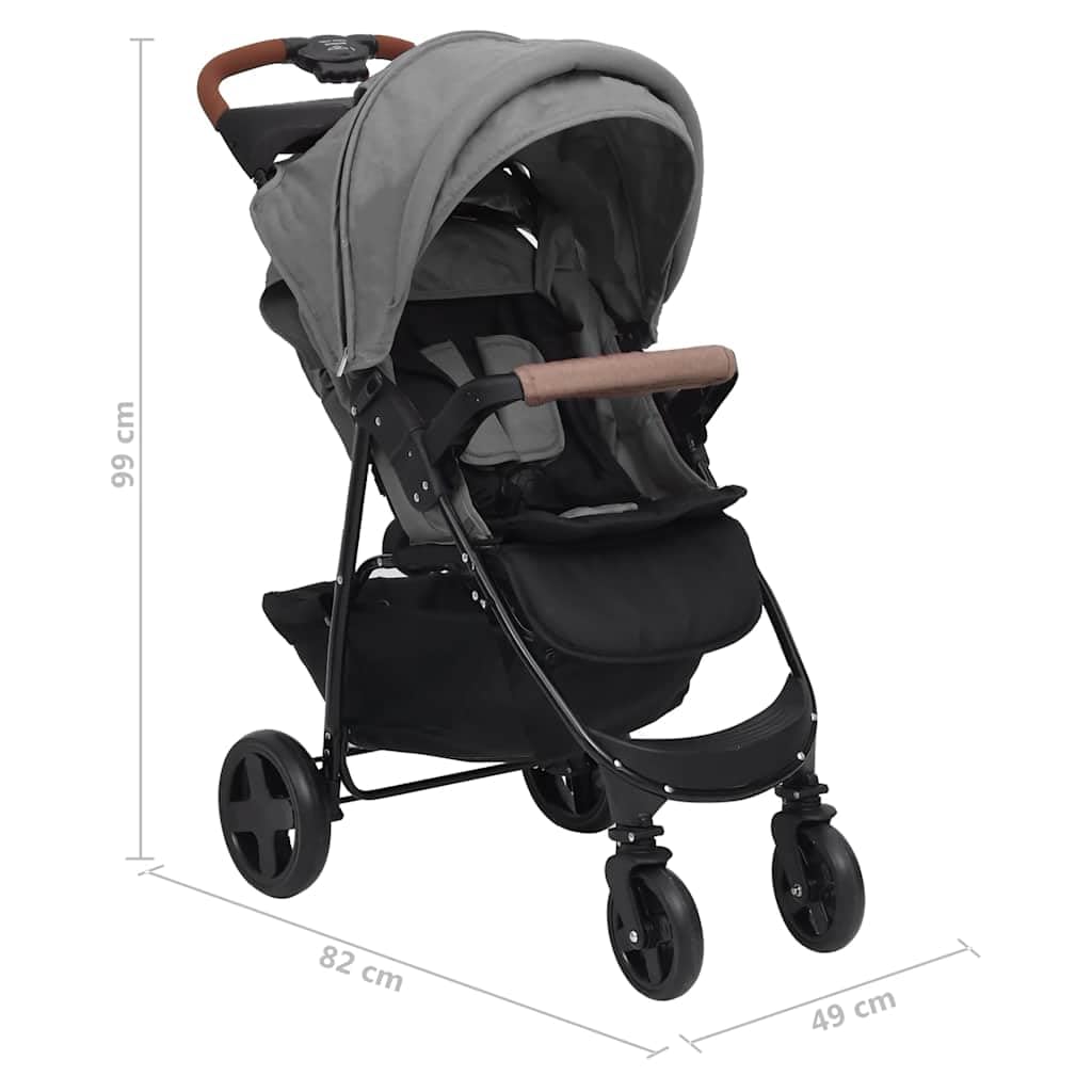 vidaXL Carrito de Bebés 2 en 1 Cochecito Sillita Silla de Paseo Corredor Infantil Canasta Niños Ajustable Dosel Plegable de Acero Gris Claro