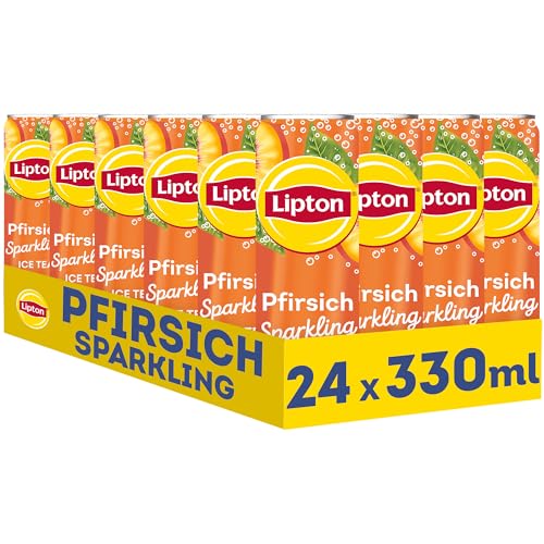 LIPTON ICE TEA Sparkling Peach, Eistee mit Kohlensäure und Pfirsich Geschmack, EINWEG (24 x 0.33 l) (Verpackungsdesign kann abweichen) 2