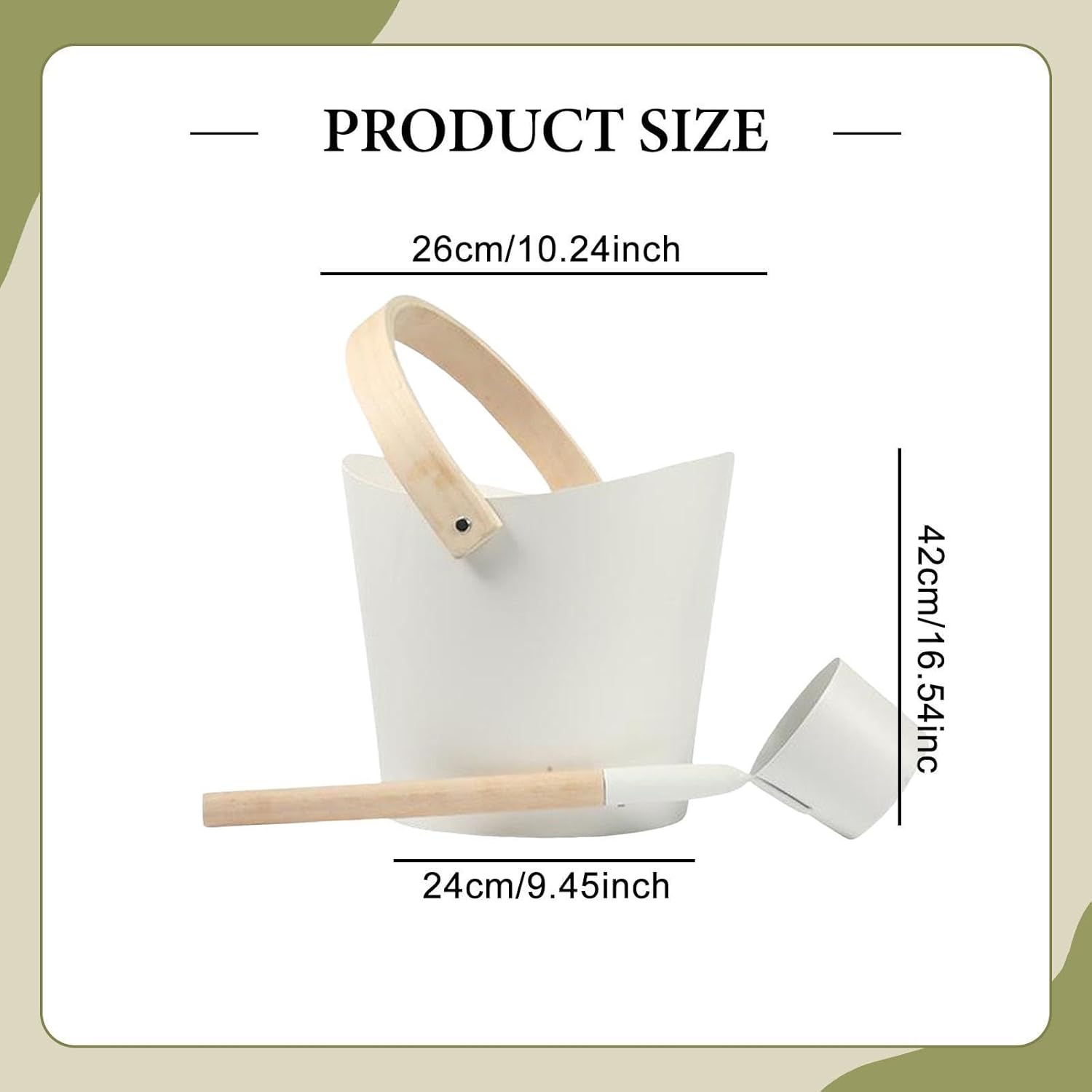 アルミバレル サウナバケツとレードル セット 7L バスルーム スパ ホットタブ スチームルーム アクセサリー - ホワイト ハンド