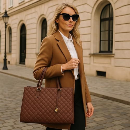 Bolsa de almuerzo 2 en 1 para mujer, combo de bolsas de almuerzo 2 en 1, bolso para laptop de 15.6 pulgadas con compartimento aislado a prueba de fugas, elegante bolsa de trabajo y viaje para oficina - imagen 3