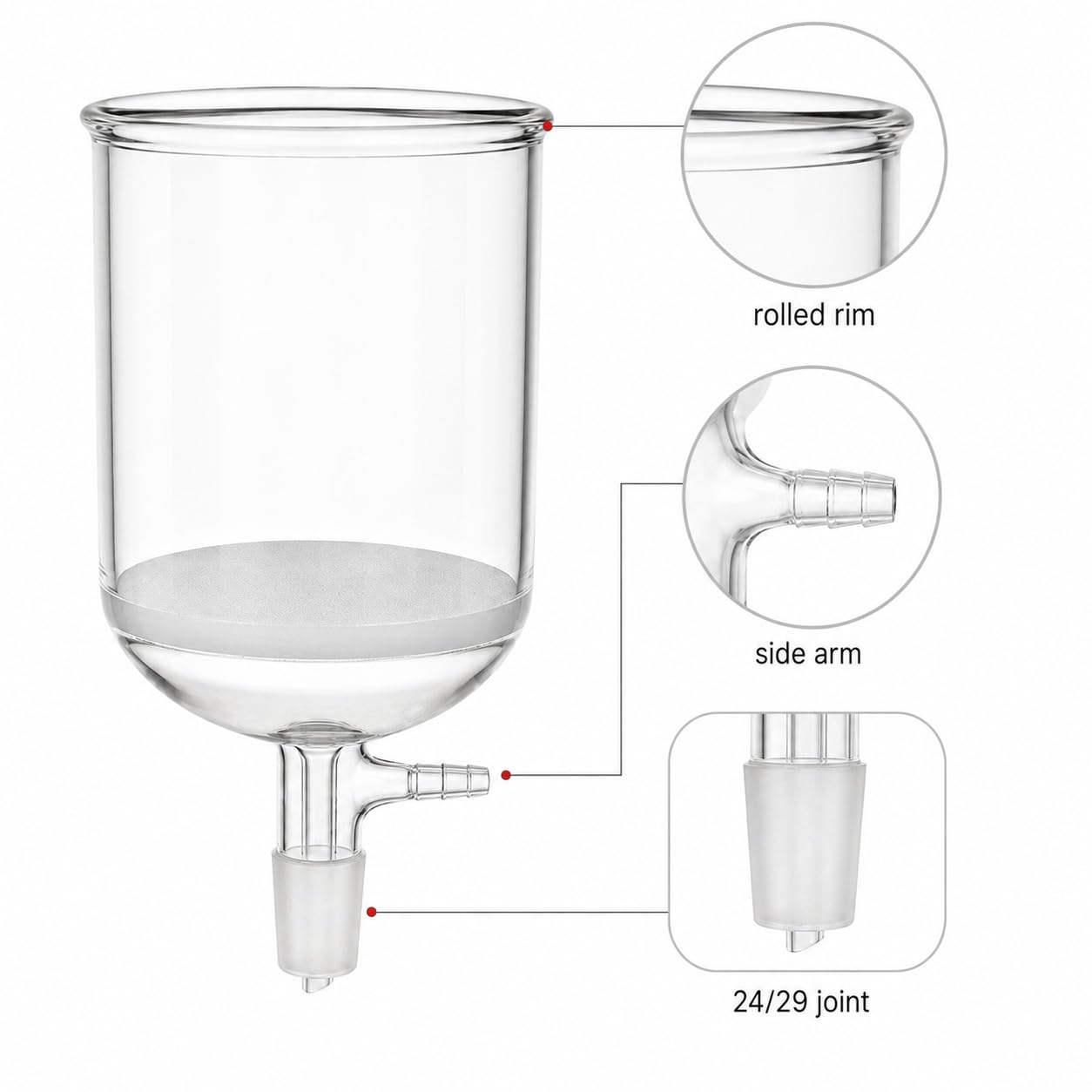 Lejek Büchnera G5 Szklany Spiek Ultra Drobny Filtr Osadu Szlif-2000ml