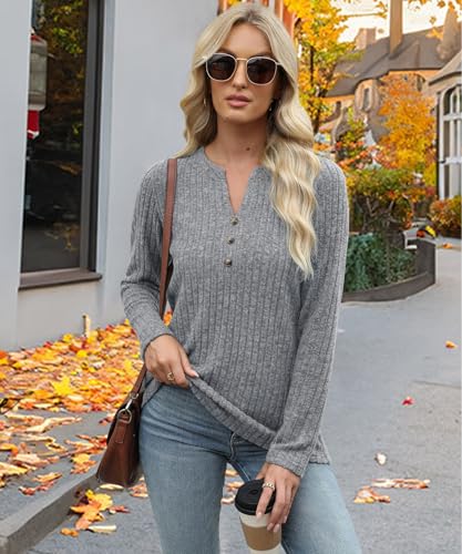 Image of XMTOPYE Sweaters for Women Fashion Long Sleeve Tops Pullover V Neck Casual Loose Sweatshirt