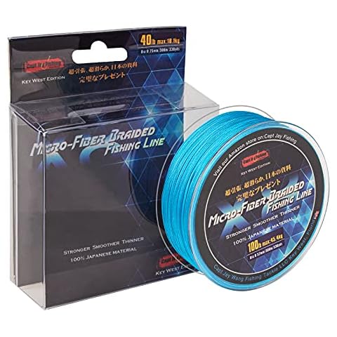Capt Jay Fishing Braided Fishing Line, Super 8 Strands Micro-Fiber Braided Lines, Abrasion Resistant,Ultra Strong ,Extra Thin Diameter. (Saltwater Blue, 50Lb(22.8KG) 0.32mm-330yds(300M)) Cover