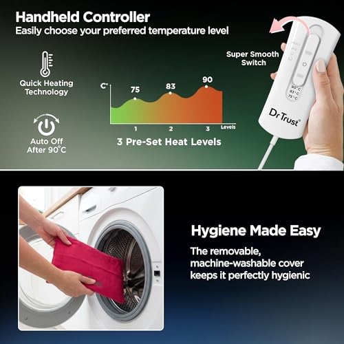 Image of Dr Trust USA PinkTherm Orthopedic Electric Heating Pad for Period Pain Relief I Heat Belt For Period Cramps, Lower Back Pain, Lumbar, Shoulder & Knee, 3 Heat Settings with Temperature Controller - 3102
