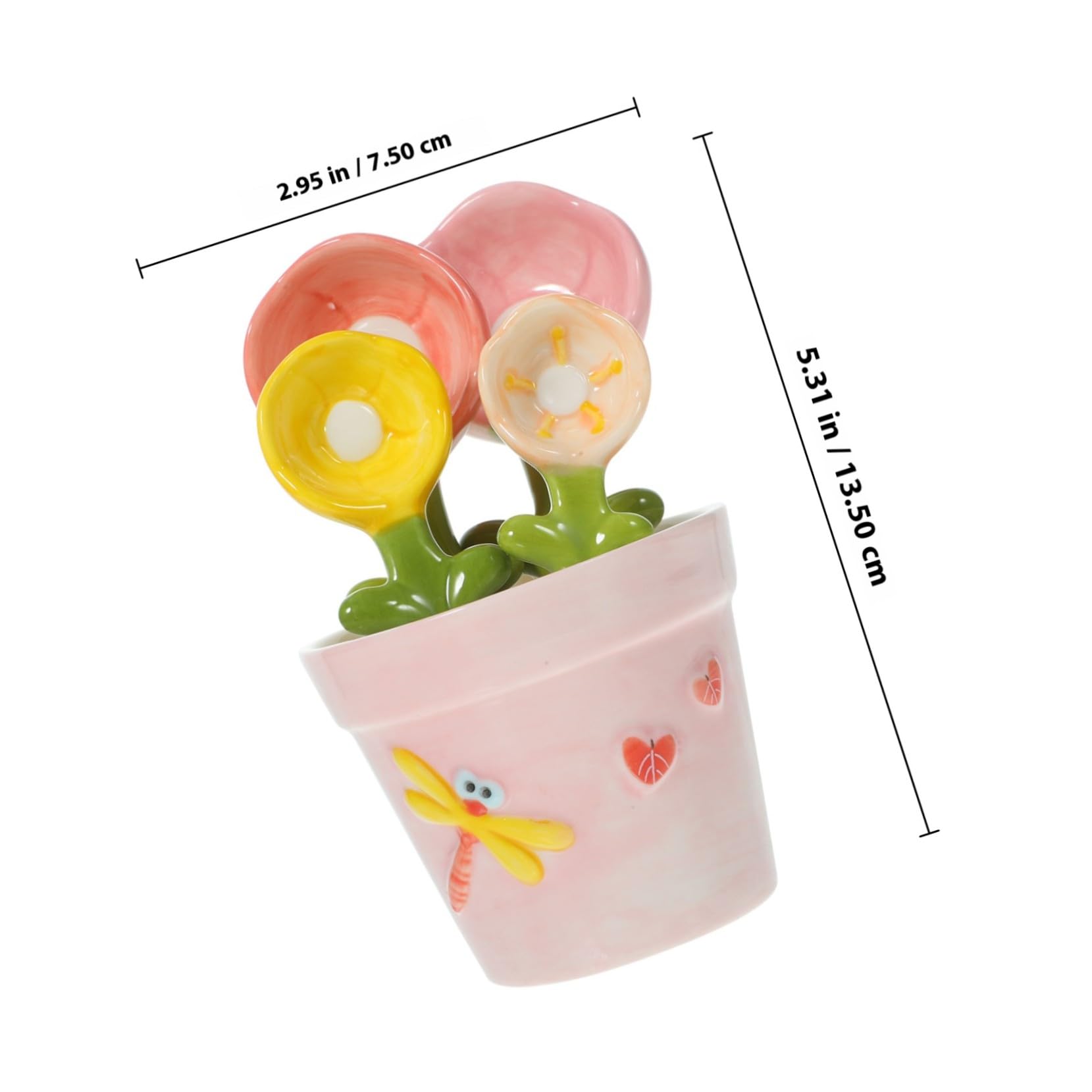 Cucchiai Misuratori in Ceramica Forma di Fiore con Base Porta Cucchiai per Misurare Zucchero Spezie e Ingredienti da Cucina Pratici per Cottura e Preparazioni Dolciarie