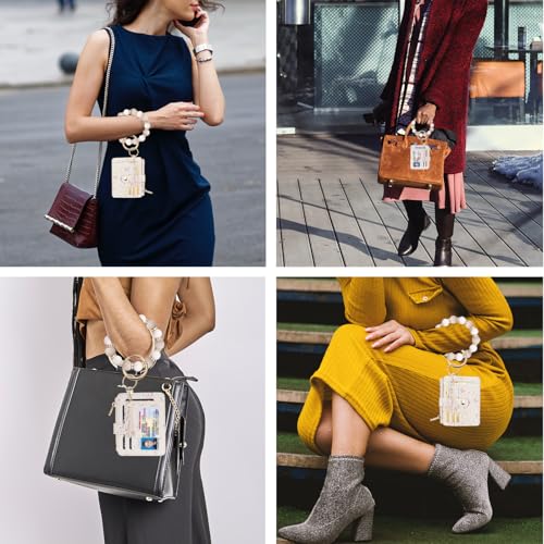 Image of COOLANS Silicone Bracelet Wristlet Wallet Credit Card Holder RFID ID Window Key Ring Tassel Slim Wallet Women Keychain Purse