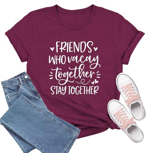 TIEEI Best Friend Shirts for Women Bestie Tshirt Friends Who Vacay Together Stay Together Tee Tops...
