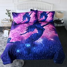 BlessLiving 3 Piece Space Mermaid Comforter Set with Pillow Shams Bedding Set with 3D Printed Designs Reversible… 51n81TjbZML. SS280