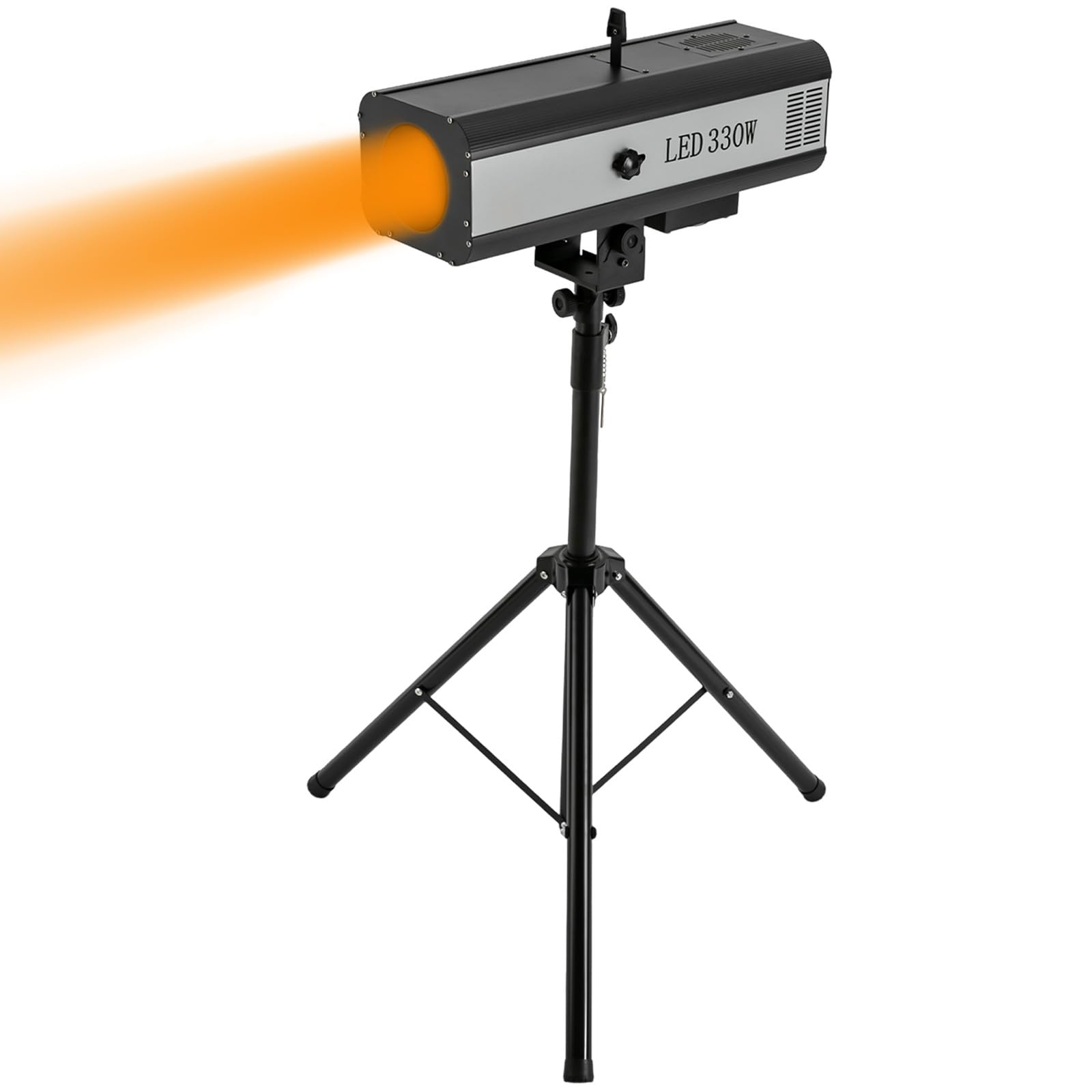 Verfolger Scheinwerfer mit Stativ Höhenverstellbar (1.2-1.55m) Verfolgerscheinwerfer Punktstrahler Bühnen LED Spot Pinspot Licht mit 6 Farben Fokussiert Strahler 30m Weit & Winkelverstellbar Spotlight