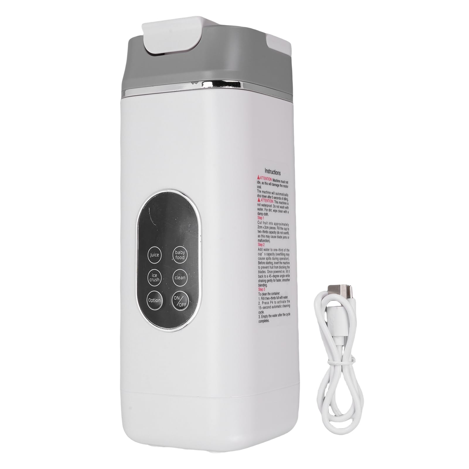AMONIDA Mélangeur Portable avec 12 Lames pour Smoothies et Jus, Idéal pour les Voyages et L'extérieur, Rechargeable par USB, 420 Ml, Blanc (WHITE)