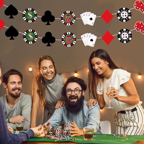Image of Vuzvuv 63Pcs 5In Versatile Casino Party Paper Cutouts with 120Pcs Glue Points,Las Vegas Casino Poker Themed Cut Outs Decorations for Birthday Party Theme Decor Supplies