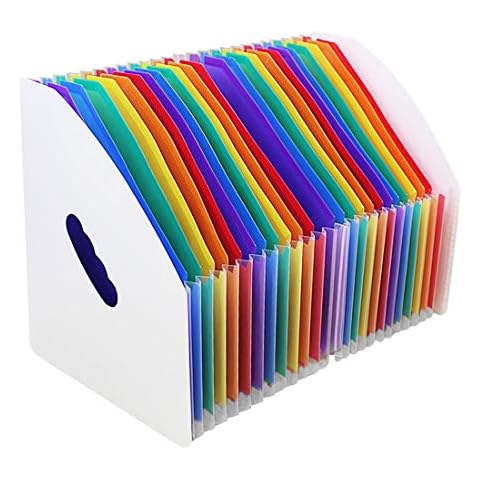 SAYEEC Rainbow Expanding File Holder with 24 Pockets Cover