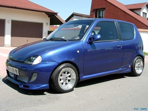 Lago Tuning Minigonne Laterali Sottoporta per Fiat Seicento 600 Sporting Abarth Look - Blu, Vetroresina, Grezza, Da Verniciare, Da Imbullonare