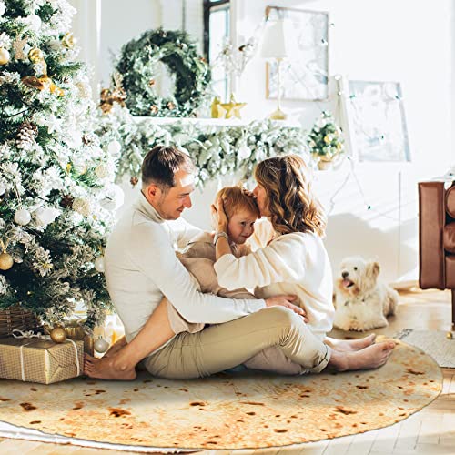 Image of Bnuitland 90 Inches Tortilla Burritos Pattern Blanket, 300 GSM Double Sided Giant Flour Novelty Taco Funny Realistic Food Blanket with Pouch for Bed /Sofa /Couch, Super Soft Flannel