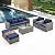 wudipatio 6 Pieces Outdoor Patio Furniture Sets with Furniture Cover, PE Rattan Wicker Patio Conversation Set with Tea Table (Royal Blue, Rattan Storage Table)