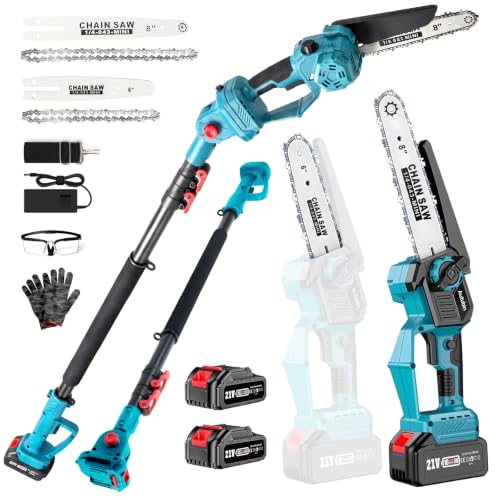 Image of 8 & 6 Inch Electric Pole Saw & Mini Chainsaw for Tree Trimming