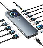 Displaylink Docking Station USB-C 18 In 1 - 3 Uscite Video (HDMI/DP), 120W PD, RJ45, SD, USB 3.1 Per MacBook M1/M2, Windows, HP, Dell - 3