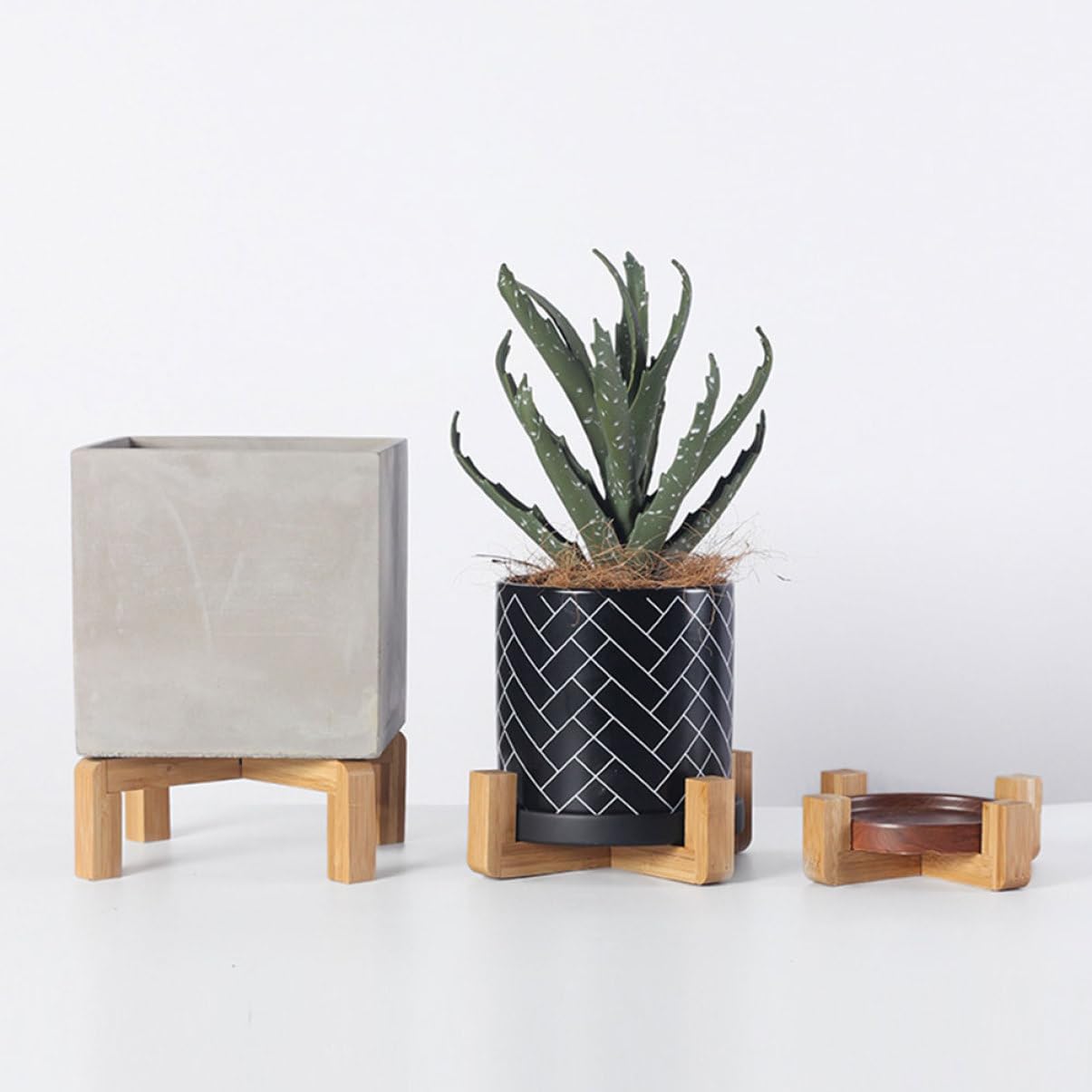 Porta Macetas De Madera Base Para Maceta 16x16x4,5 Cm Para Decoración Interior y Exterior, Soporte Para Bonsáis y Plantas Suculentas Estante Rústico y Funcional Para Jardín y Balcón