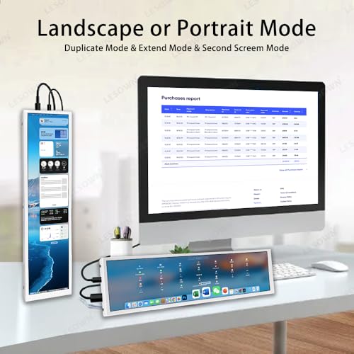 Image of 8.8 inch Mini Stretched Bar Monitor Touchscreen 480x1920 PC Temperature Display 600nits High Brightness Portable Secondary Screen LCD Screen Inside PC Case White