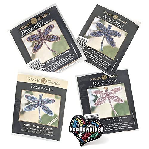 El Mejor Listado de Adornos con cuentas de esta semana. 32 Mill Hill Kit de punto de cruz con cuentas de libélula, juego de 4 – Kits de adornos de primavera Mill Hill 2000 – además de imán decorativo 'costurero'