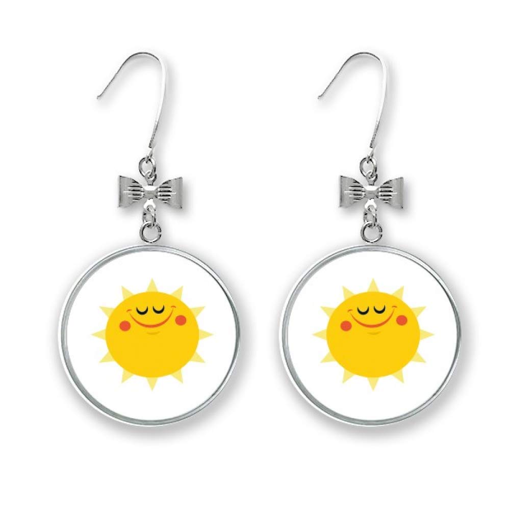 Universe And Alien Smiling Sun Bow Earrings Drop Stud Pierced Hook
