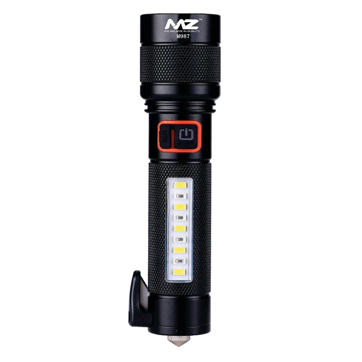 MZ M987 Car Emergency Flashlight with Hammer, Seatbelt Cutter, 5