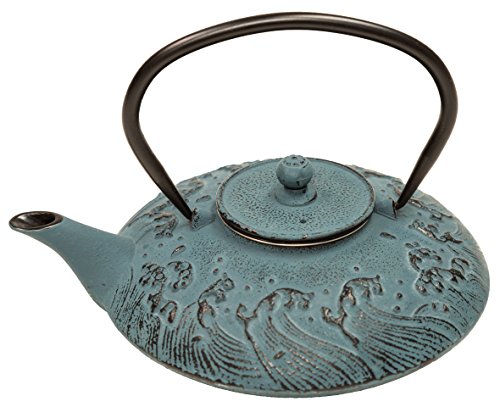 Cast Iron Teapot - Tranquility Waves Blue - 27oz08L not for stove top use - Old Dutch International