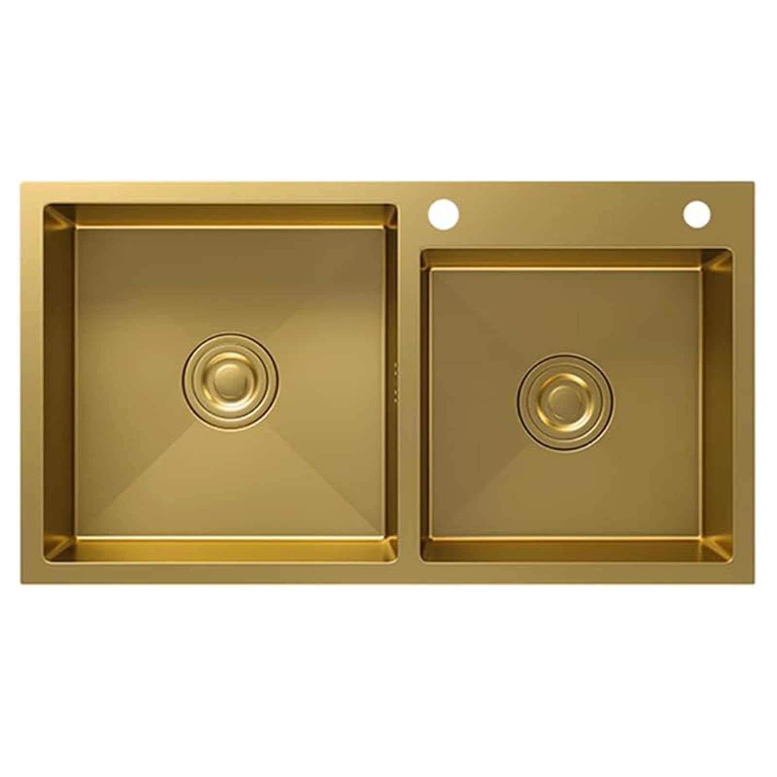 ZQFHSX Stainless Steel Gold Double Bowl Kitchen Sink – Large Size Above Below Counter Built-in for Household with Drain Basket, Vegetable Washing Basin(78 * 43 21cm)