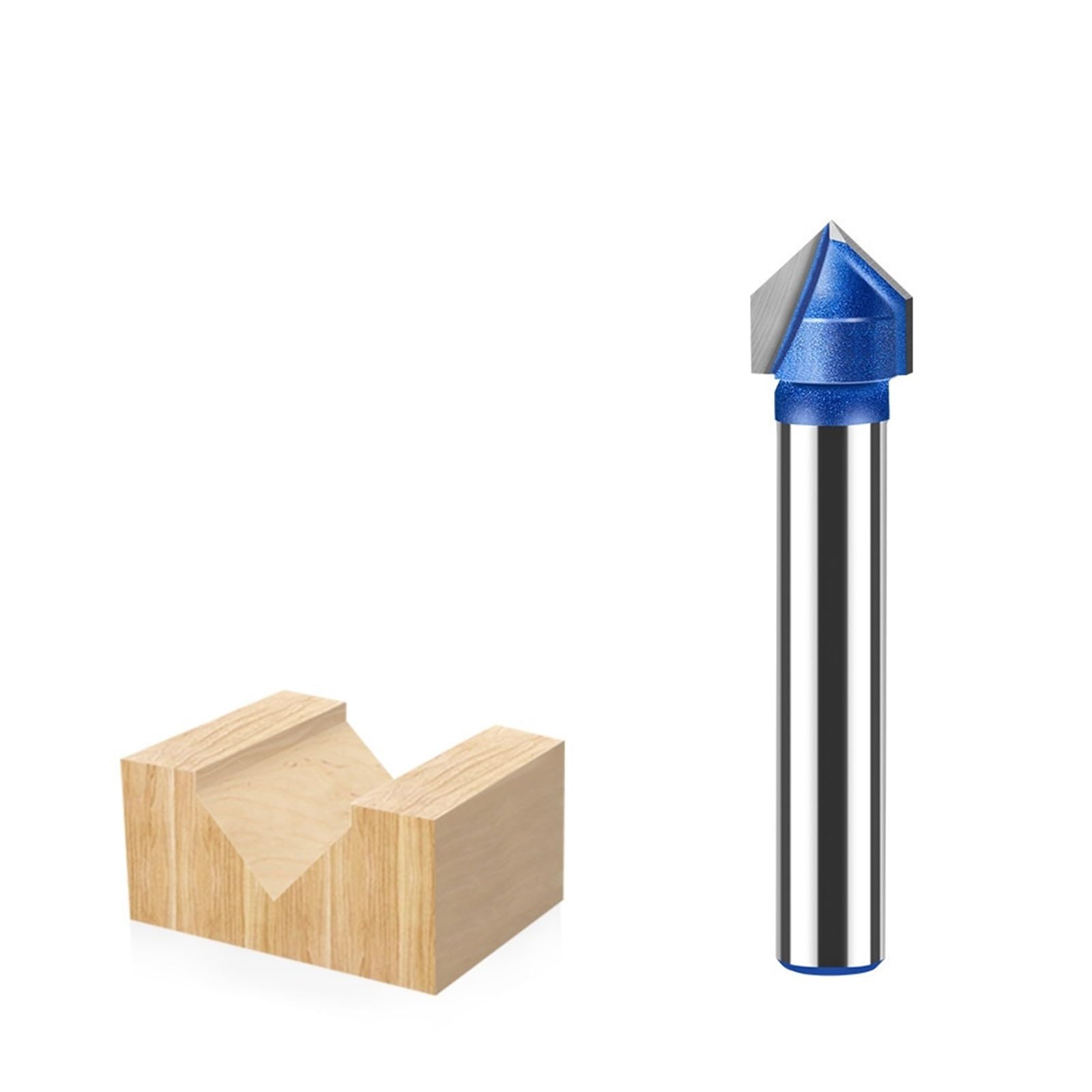 Frez z rowkiem V pod kątem 90 stopni - Frez do grawerowania z chwytem 6 mm i 1/4 cala - Frez trzpieniowy z węglikami spiekanymi do obróbki drewna(6x8mm)