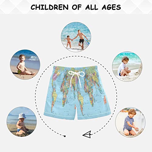 Colored World Map Boys Swim Trunks Toddler Swim Board Shorts Quick Dry Little Boy Swimwear Bathing Suits4
