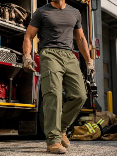 Image of Men's Cargo Pants Flame Resistant Multi-Pocket Big Tall Relaxed Work Pants | Reinforced Stitching,Greater Range of Motion
