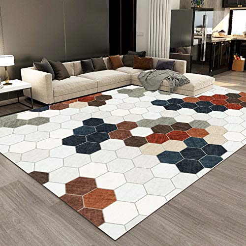 Tapis lavable antidérapant grand format pour salon et chambre moderne