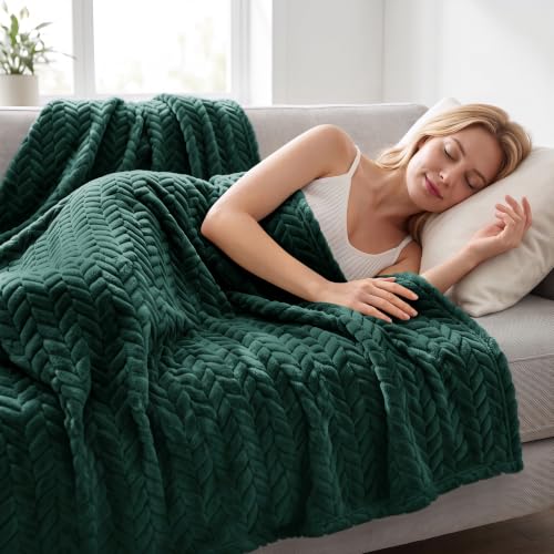 Image of Exclusivo Mezcla Soft Fleece Bed Blanket Queen Size, 90 inchx90 inch, Forest Green